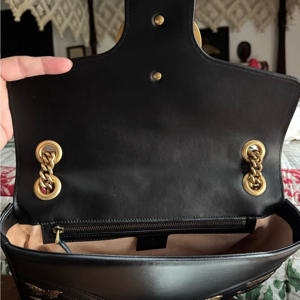 Gucci Black and Gold Shoulder Bag with Butterfly and Bug Accents like new! - Picture 4 of 7